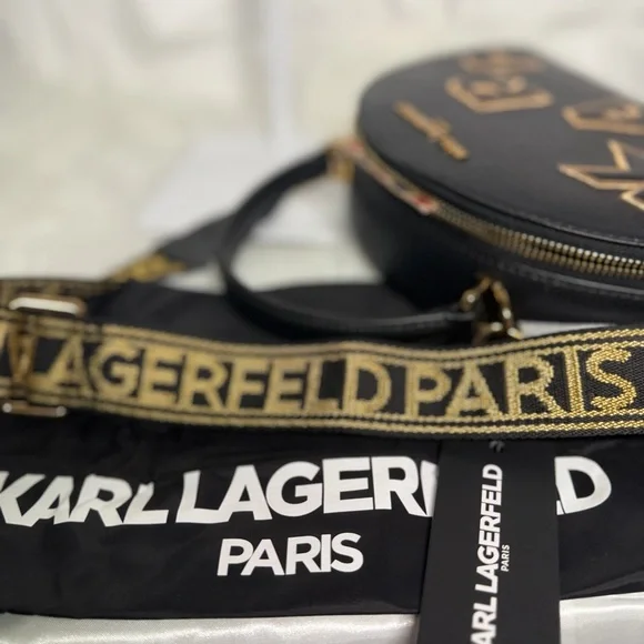 😎Karl Lagerfeld Black Crossbody with Gold Accents